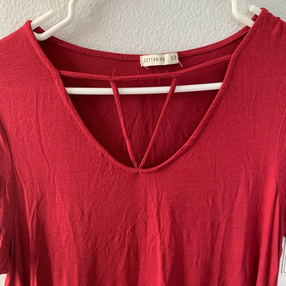 Cotton On Red Knit Short Sleeve T-Shirt